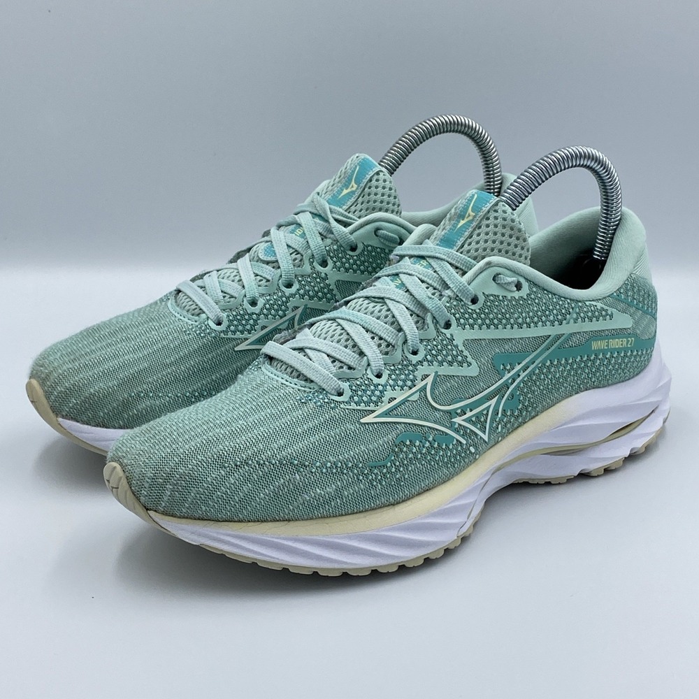 Mizuno Wave Rider 27 Mint Green White Women's Size 7.5 Running Shoes J1GD230374